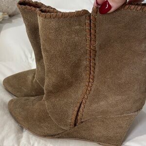 Charles By Charles David Tan Suede Wedge Boots